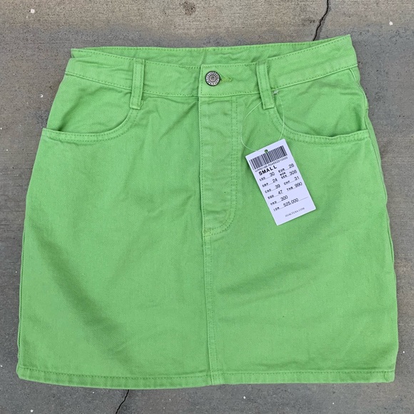 lime green jean skirt